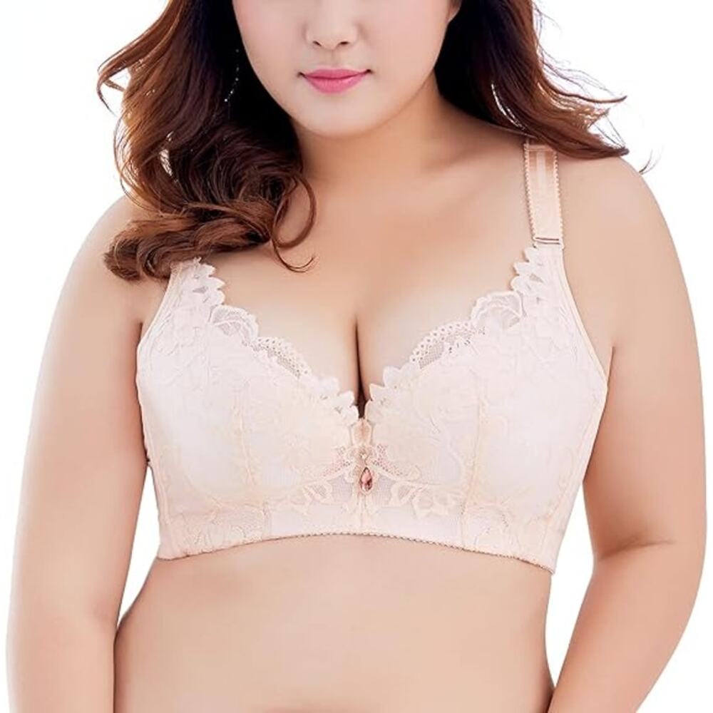 NWT New Esetay Womens Size 44DD Floral Lace Lined Underwire Thin Strap Bra